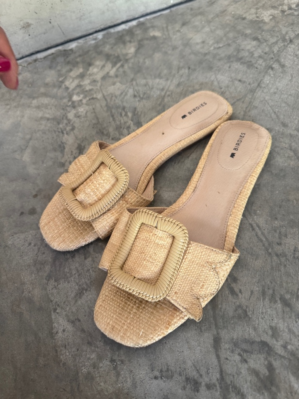 NEW Birdies Kiwi Flat buckle sandals natural raffia woven shoes 8.5 - Picture 2 of 5